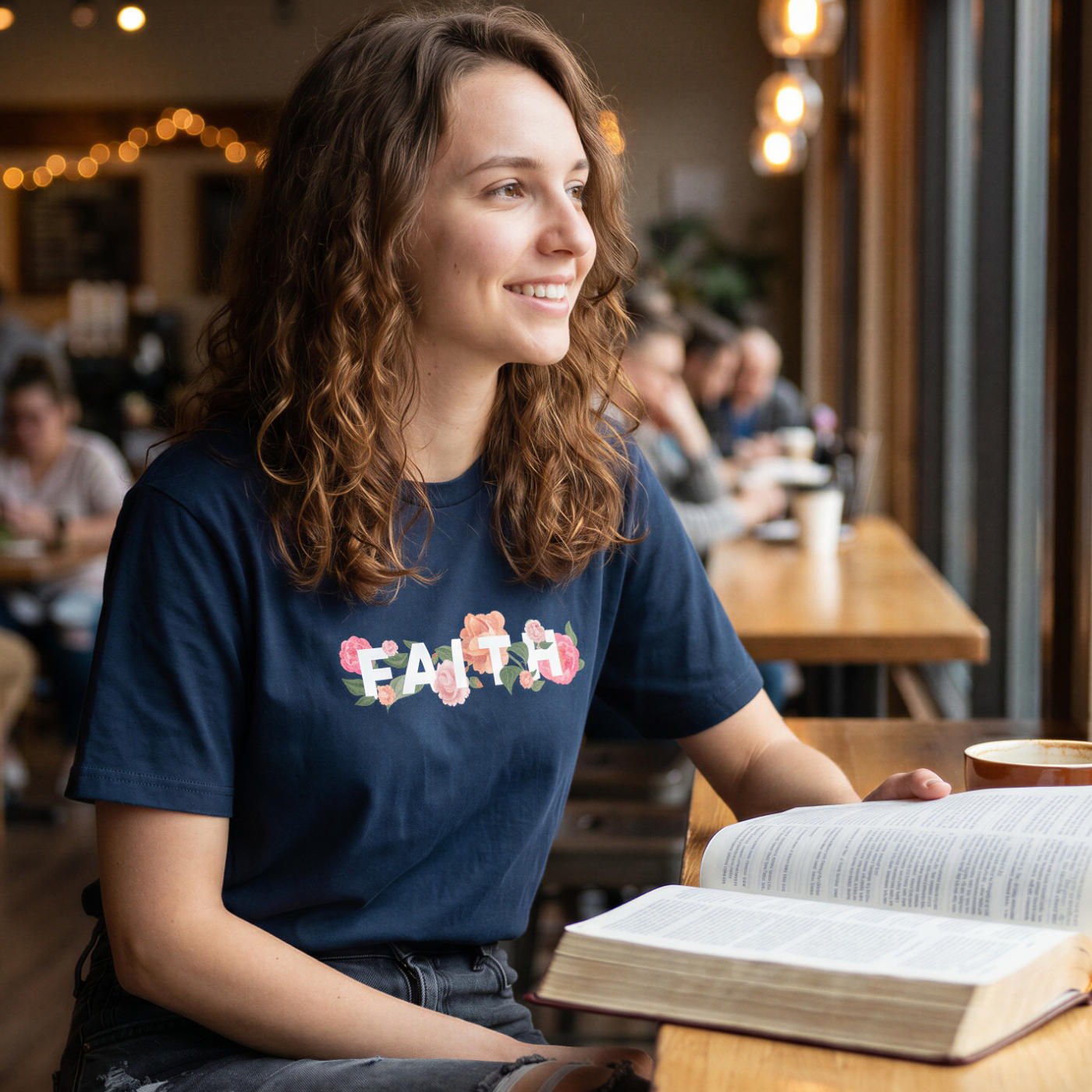 Flowery Faith - Unisex T-shirt - White text